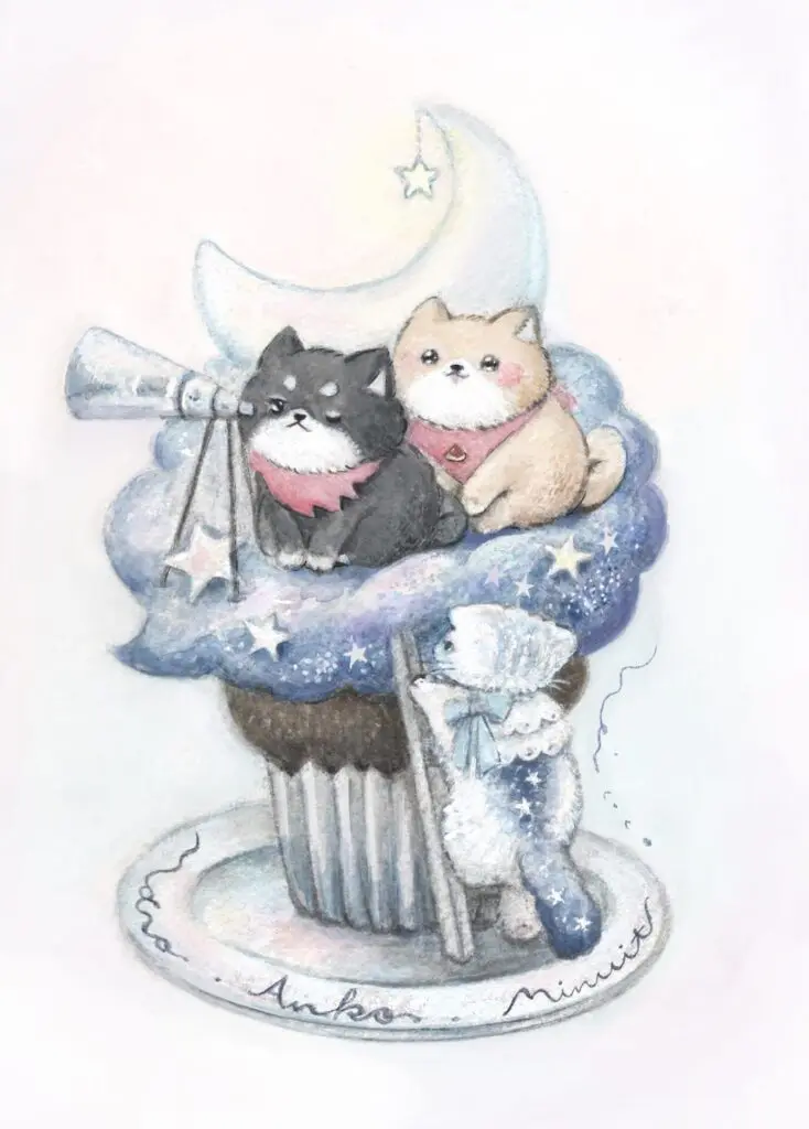 tw様予約 絵画「三匹の猫〜まるごとメロンケーキ／天丼で